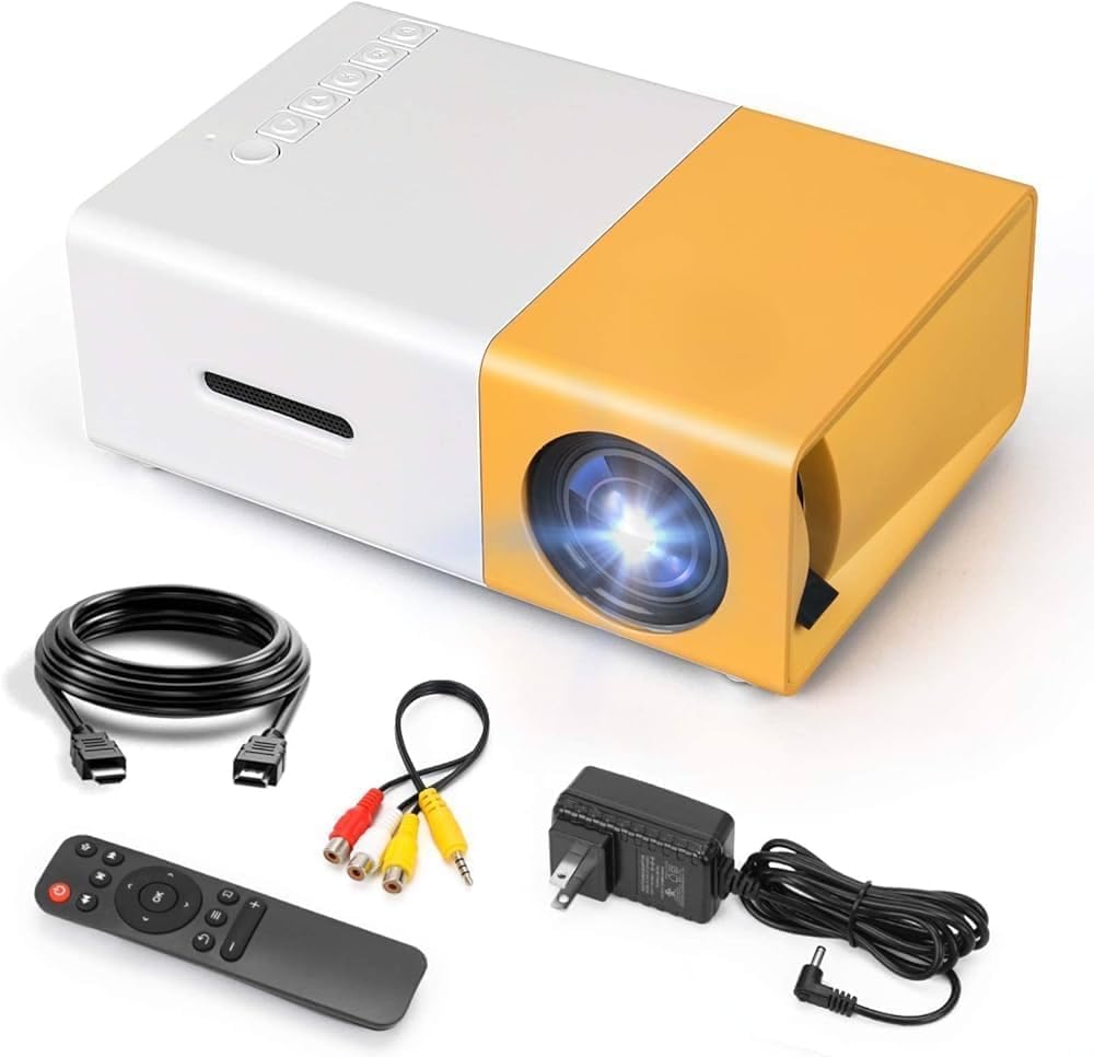 Mini Projector 4K 1080P Home Theater Outdoor Movie Video Mini Projector with USB Interfaces and Remote Control, Compatible with Smartphone/Tablet/Laptop/TV Stick/USB Drive