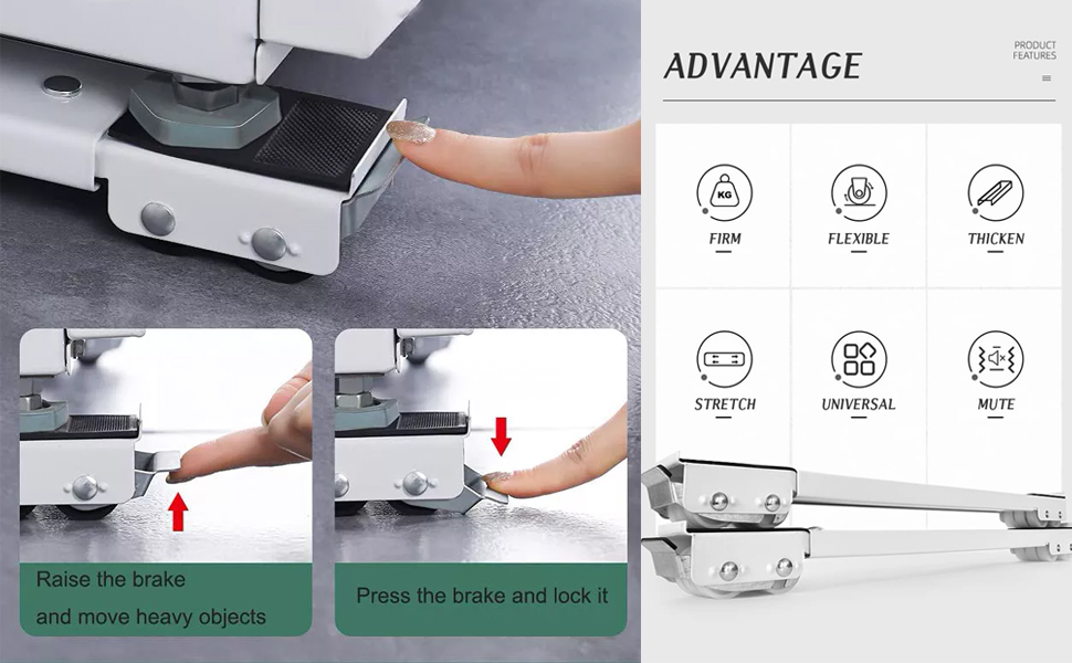 Heavy Load Furniture Lifter Mover Tool Set - Moving Roller Wheel Set Easy and Safe Shifting Slider Tools for Washing Machines, Fridge, Sofa, Table, Cupboard