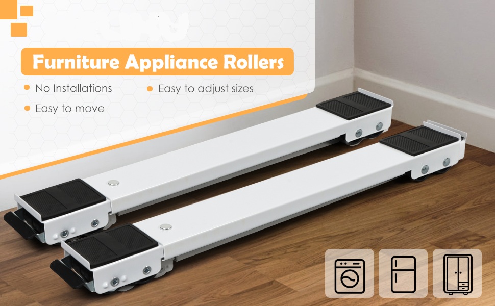 Heavy Load Furniture Lifter Mover Tool Set - Moving Roller Wheel Set Easy and Safe Shifting Slider Tools for Washing Machines, Fridge, Sofa, Table, Cupboard