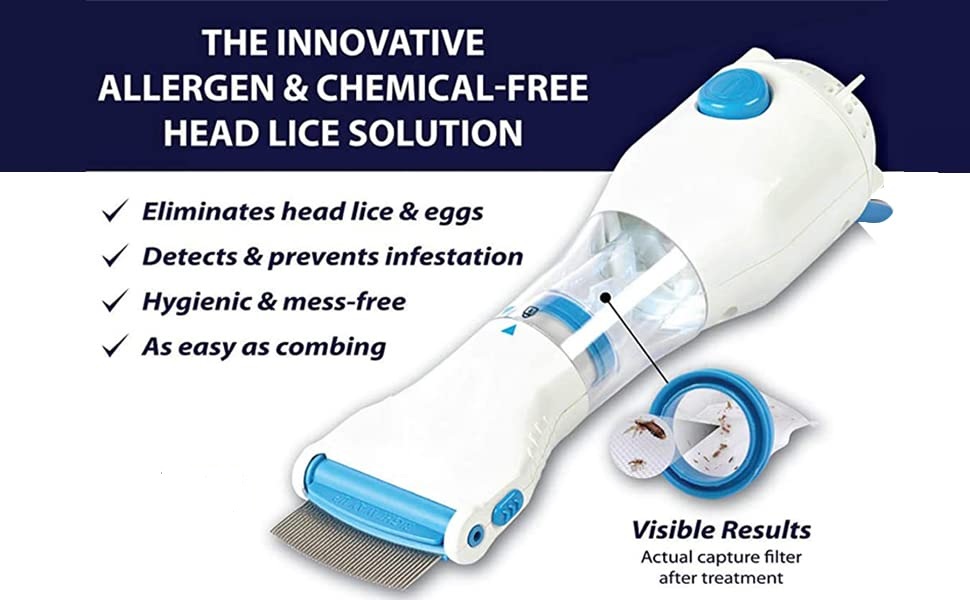 Electrical Chemical Free Head Lice Removal Comb Head Nits Capture Comb (White Color) Electrical Head Lice Comb Eggs Remover Hair Vacuums Machine for lice removed