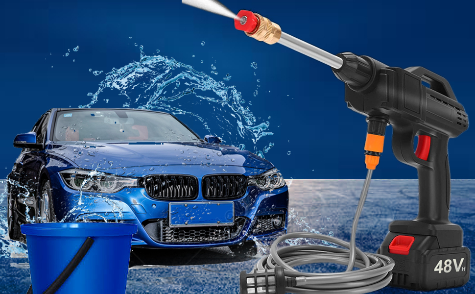 Cordless Portable Wireless Pressure Washer Gun 48V 12000mah High Pressure Water Gun for Car Wash Bike Washing Cleaning| Adjustable Nozzle and 5M Hose Pipe