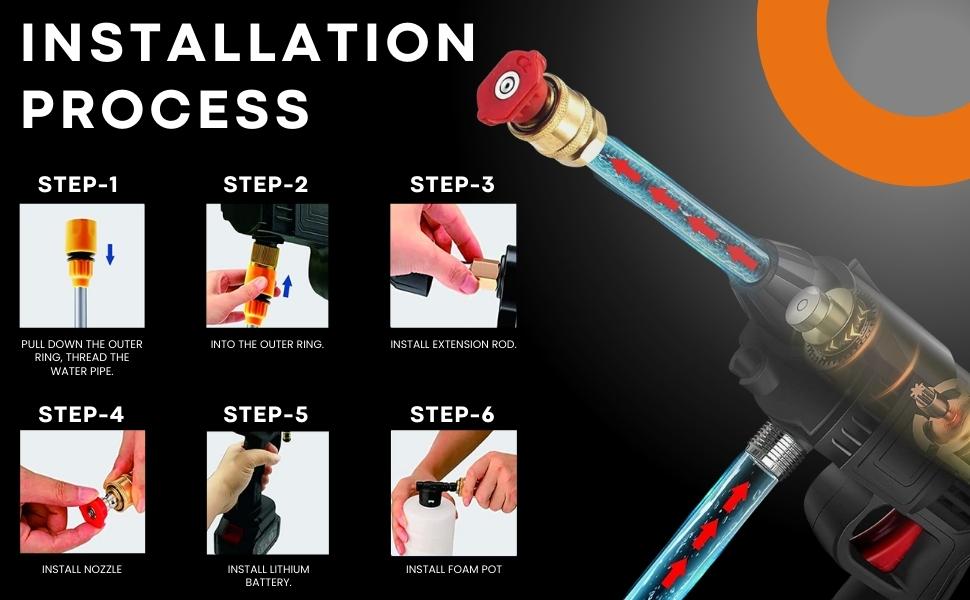 Cordless Portable Wireless Pressure Washer Gun 48V 12000mah High Pressure Water Gun for Car Wash Bike Washing Cleaning| Adjustable Nozzle and 5M Hose Pipe