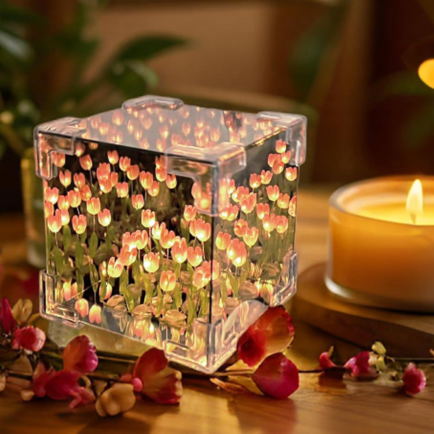 2025 New Mirror Tulip Night Light for Bedroom Decor Night Lamp