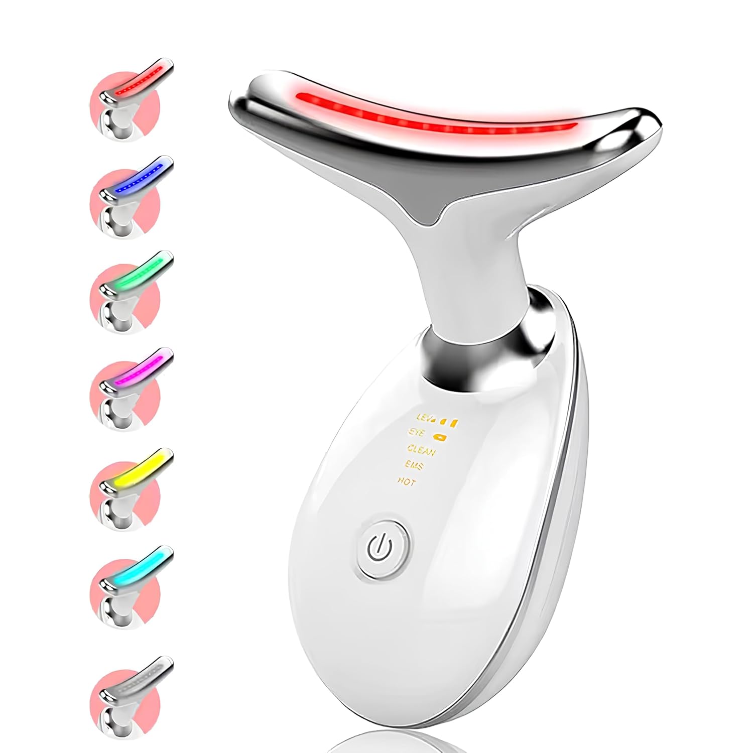 Face and Neck Beauty Device - Multifunctional Facial Skin Care Tool - 7 Color Led Face Neck Massager for Skin Care - 7 in 1 LED - Eye, Face, Neck Massage Roller